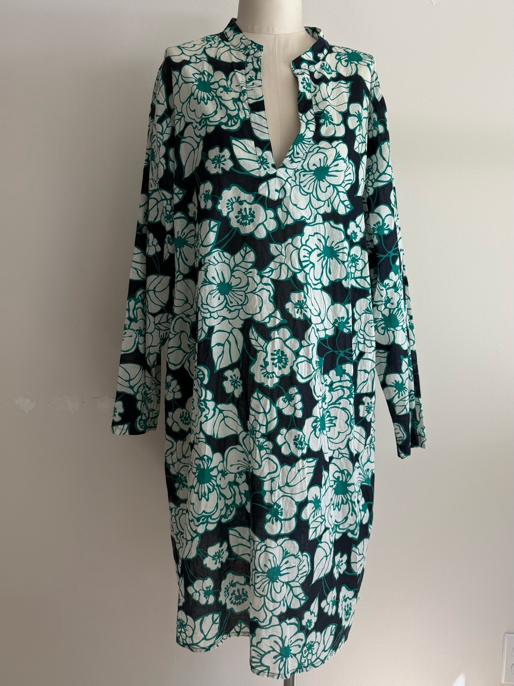 Lands' End Floral Long Sleeve Shift Dress
